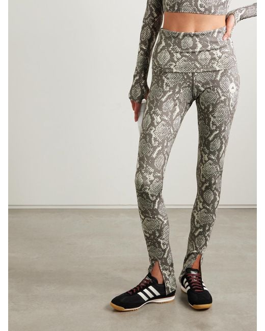 Adidas By Stella McCartney Gray Snake-Print Recycled-Stretch Leggings