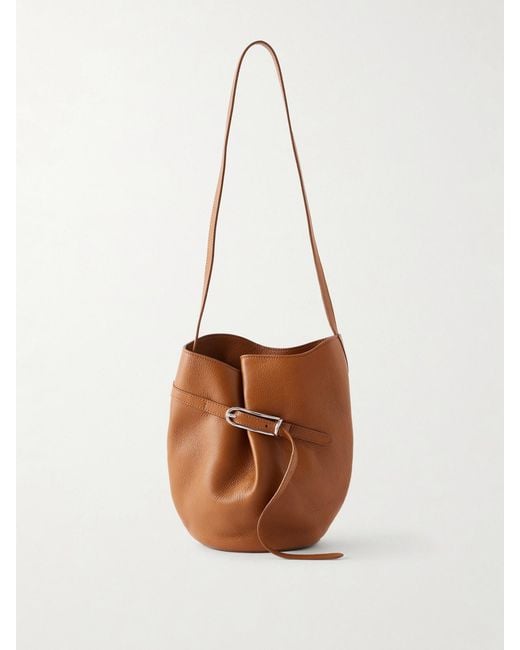 Liffner White Belted Leather Bucket Bag