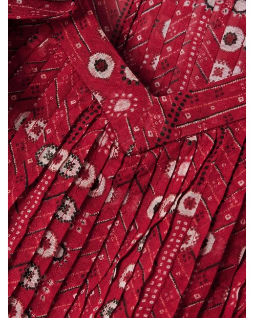 Isabel Marant Red Bluse Aus Bedrucktem Biobaumwoll-Voile Mit Rüschen
