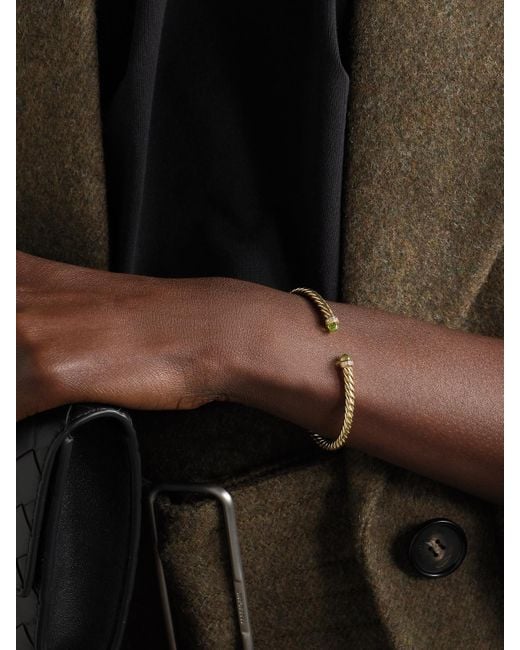 David Yurman Natural Modern Cable 18-Karat, Peridot And Diamond Cuff
