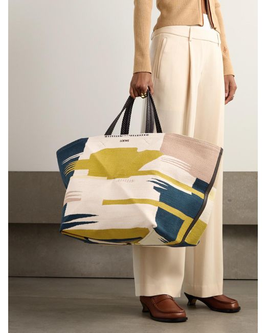 Loewe Metallic Puzzle Fold Xl Tote Aus Canvas Mit Jacquard-Muster Und Lederbesätzen