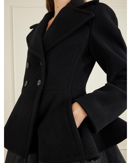 Alaïa Black Double-Breasted Wool-Blend Peplum Coat