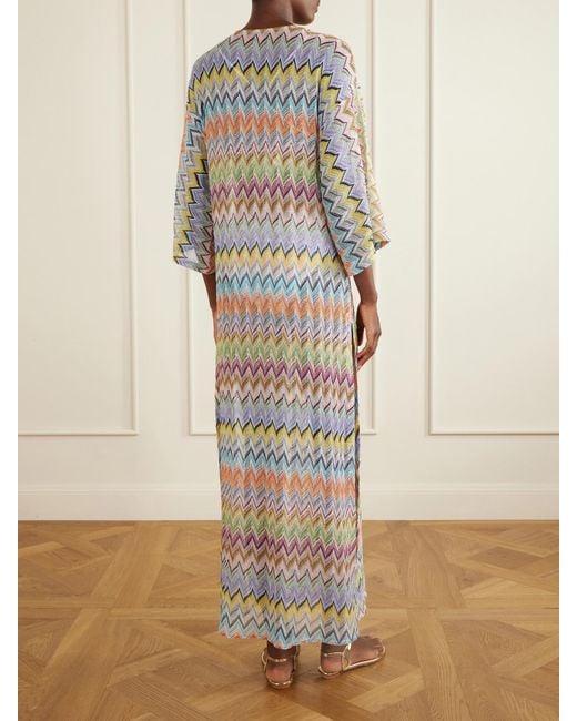 Missoni White Striped Metallic Crochet-Knit Coverup