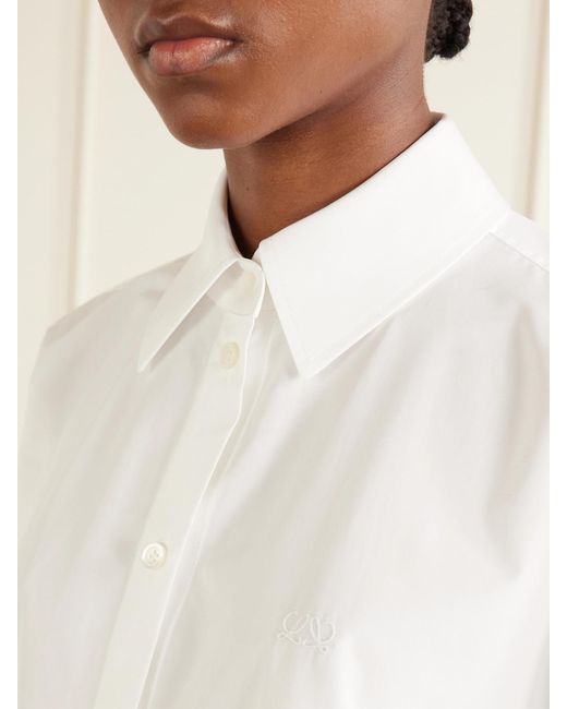 Loewe White Logo-Embroidered Cotton-Poplin Shirt