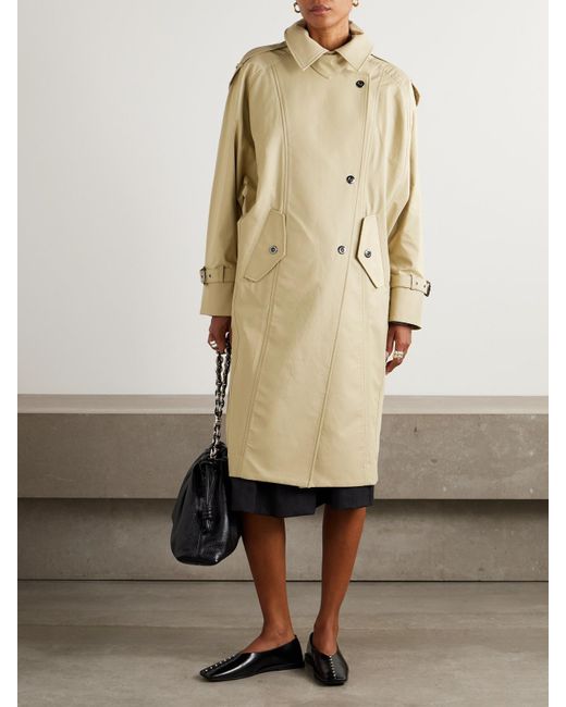 Twp Natural Long Bogie Mantel Aus Gabardine Aus Einer Baumwollmischung