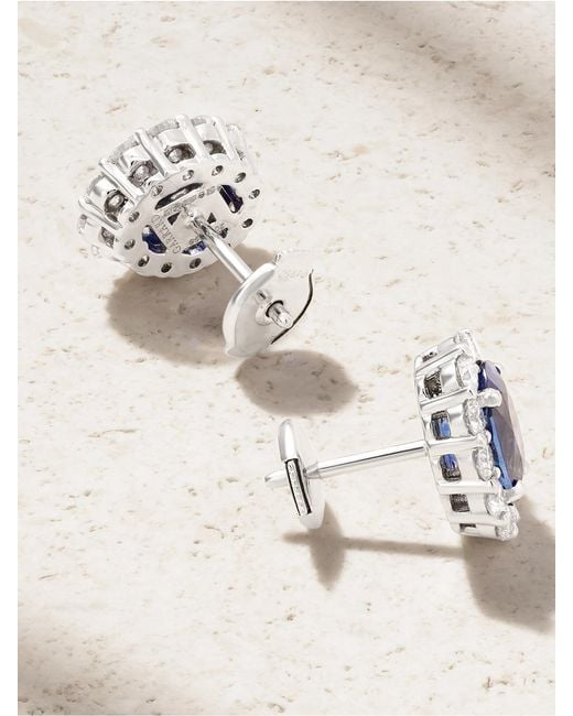 Garrard Blue 1735 Platinum, Sapphire And Diamond Earrings