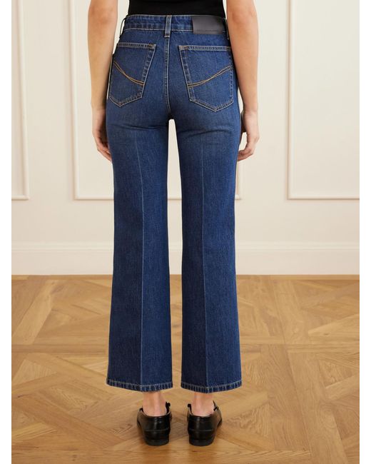 Stella McCartney Blue Mid-Rise Cropped Flared Jeans
