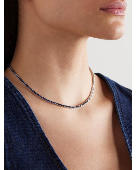 Roxanne First Natural 14-Karat Sapphire Tennis Necklace