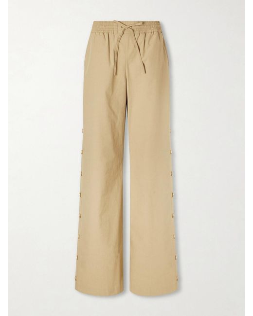 Zimmermann Natural Valiant Button Cotton Wide-Leg Pants