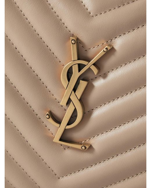 Saint Laurent Natural Lou Mittelgroße Schultertasche Aus Gestepptem Leder