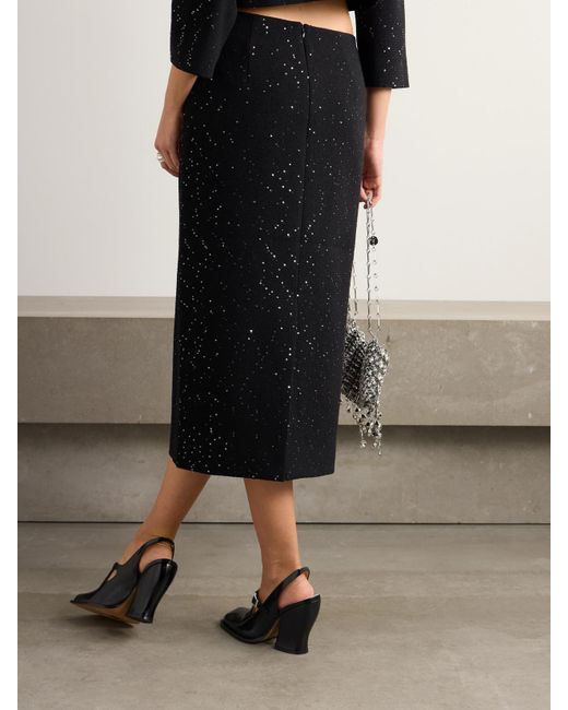 ShuShu/Tong Black Midirock Aus Tweed Aus Einer Wollmischung Mit Pailletten