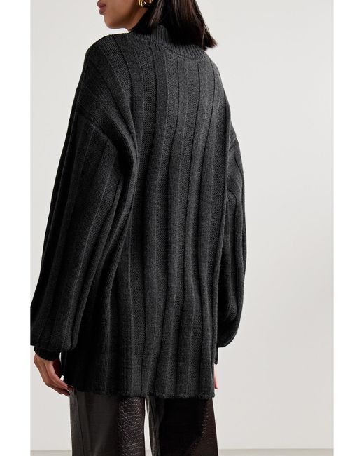 Interior Black The Drew Oversized Ribbed Cashmere Sweater