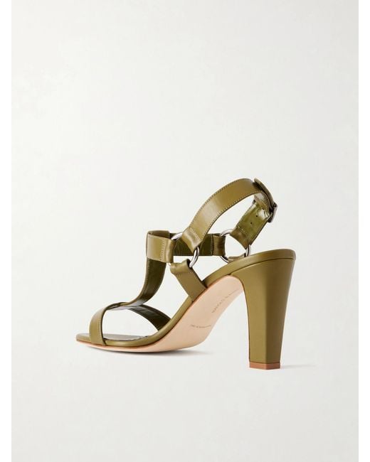 Manolo Blahnik Metallic Miona 90 Leather Sandals