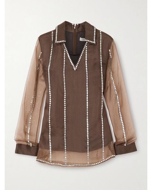 Wales Bonner Brown Presence Studded Organza Blouse