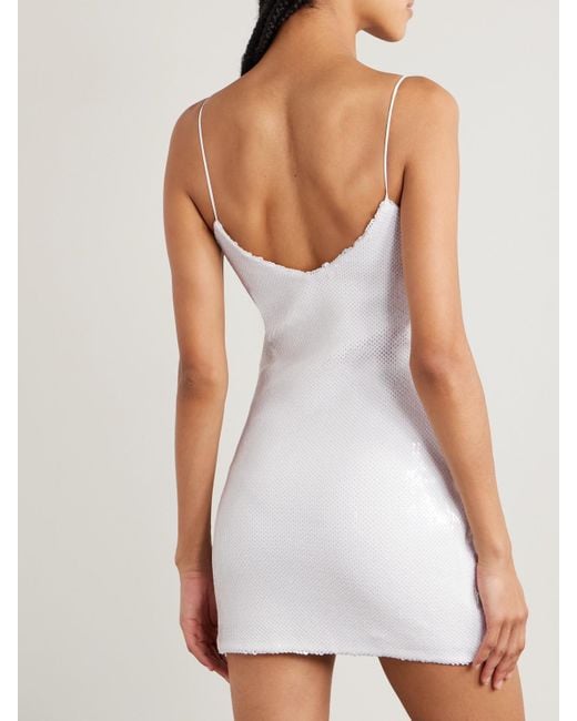 Rodarte White Embellished Silk-Trimmed Sequined Tulle Mini Dress