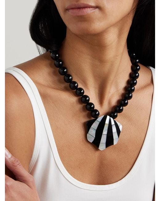 Collier En Métal Argenté, Onyx, Résine Et Coquillage Maris Julietta en coloris Natural