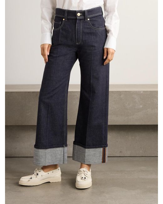 Brunello Cucinelli Blue High-Rise Wide-Leg Jeans