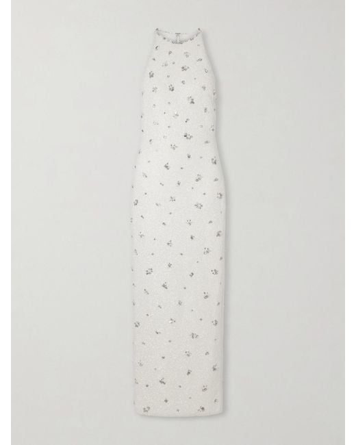 Clio Peppiatt White Diamond Embellished Tulle Gown