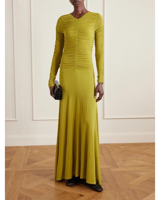 TOVE Yellow Eira Gathered Jersey Gown