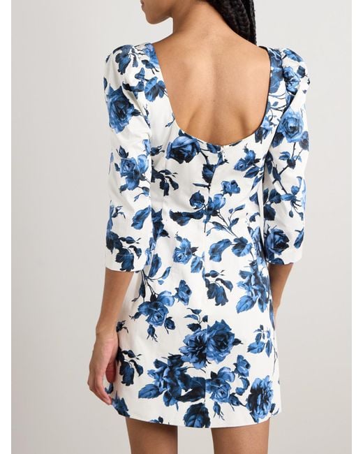 Cara Cara Blue Belinda Floral-Print Cotton-Blend Mini Dress