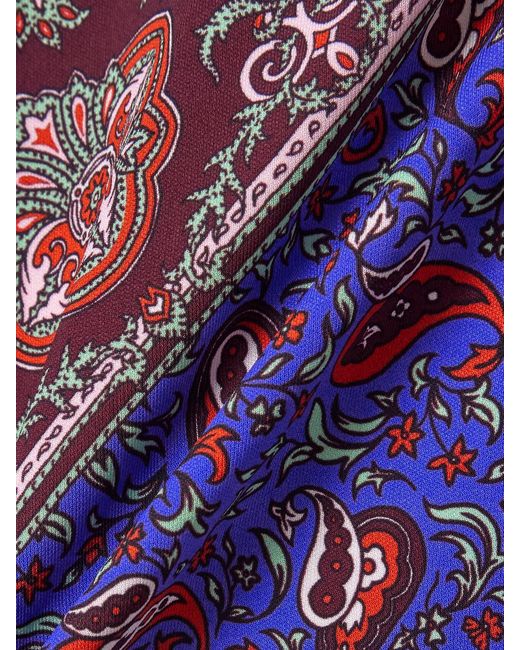 Rabanne Purple Ruched Paisley-Print Jersey Shirt