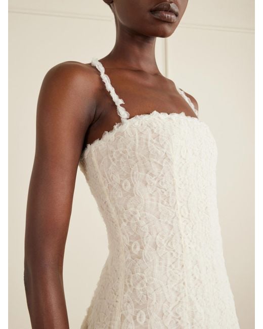 Danielle Frankel Natural Evie Embroidered Tulle And Organza Gown
