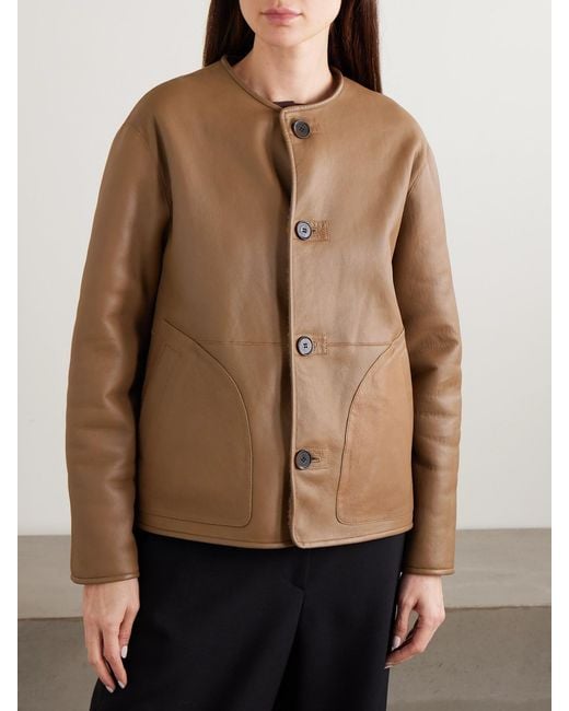 Arma Brown Lucine Reversible Leather And Shearling Jacket