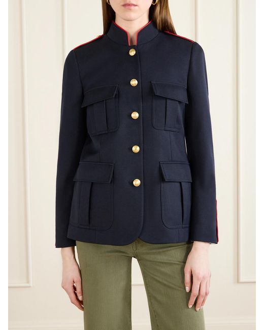 Nili Lotan Blue Silas Wool-Gabardine Jacket