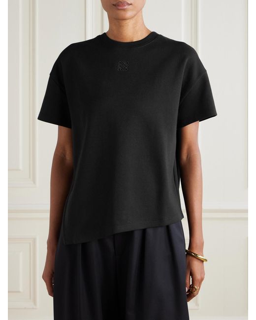 Loewe Black Anagram Asymmetric Cotton-Blend Jersey T-Shirt