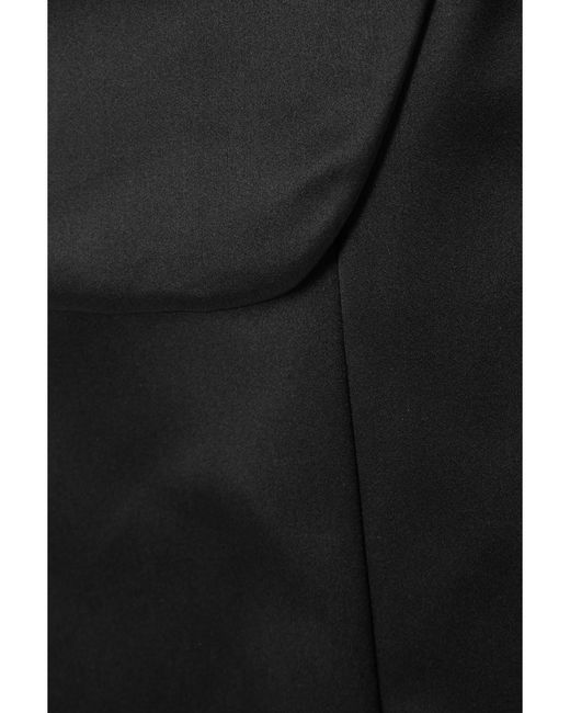 Fendi Black Belted Paneled Silk-Satin Midi Dress