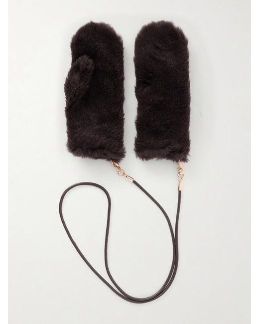Max Mara Black Ombrato Strap-Detailed Alpaca, Wool And Silk-Blend Gloves