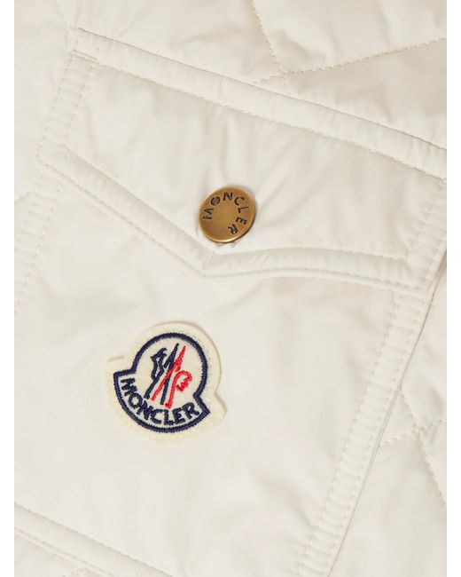 Moncler Natural Chitre Verkürzte Wattierte Jacke Aus Gestepptem Shell Mit Besätzen Aus Baumwoll-Canvas