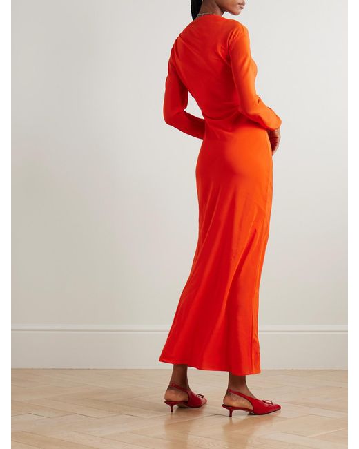 Sir Fresca Gathered Draped Silk Crepe De Chine Maxi Dress