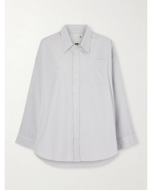 R13 White Oversized Striped Washed-Cotton Oxford Shirt