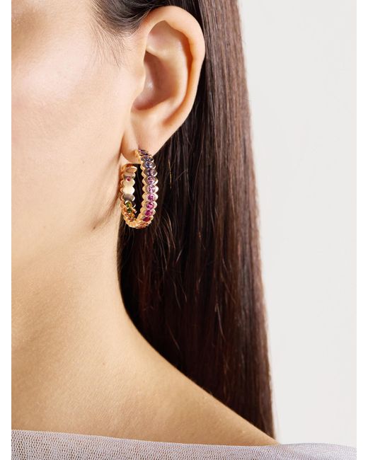 Faberge Natural Colours Of Love Cosmic Curve 18-Karat Rose Multi-Stone Hoop Earrings