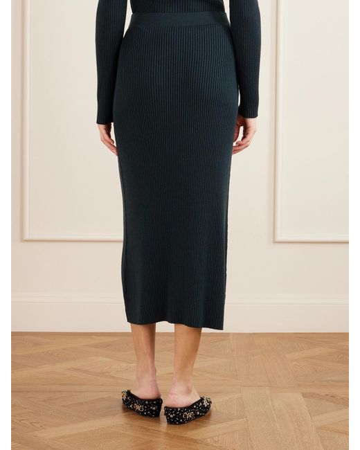 Zimmermann Blue Valiant Knit Wool Midi Skirt
