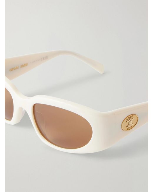Céline White Journey Round-Frame Acetate Sunglasses