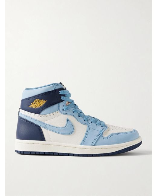 Nike Blue Air Jordan 1 Retro Og Leather And Nubuck High-Top Sneakers