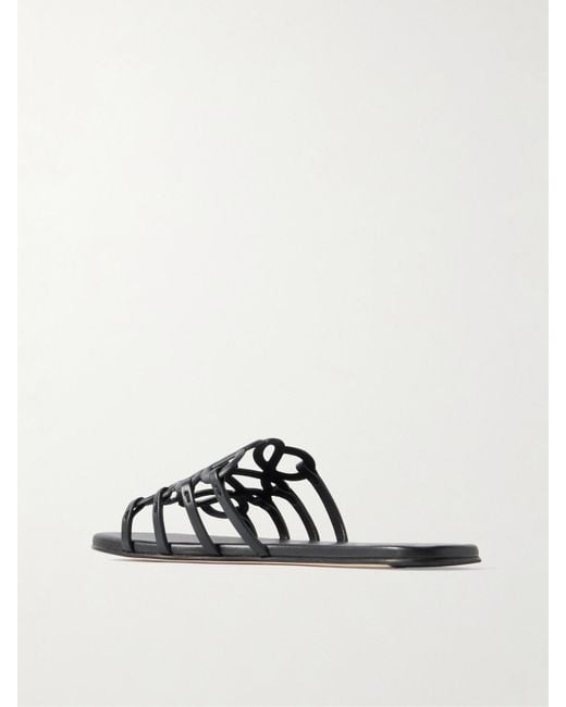 Loewe Black Petal Anagram Leather Sandal