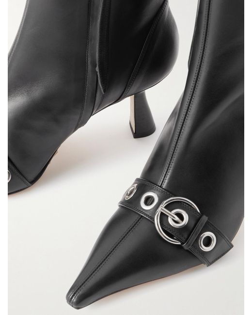 Aeyde Black Halima Buckled Leather Boots