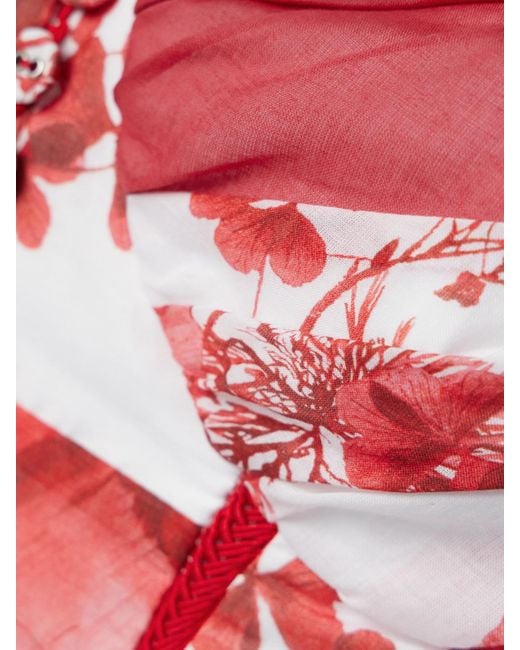 Charo Ruiz Red Peisy Verkürztes Bustier Aus Einer Baumwollmischung Mit Blumenprint Und Wellenkanten