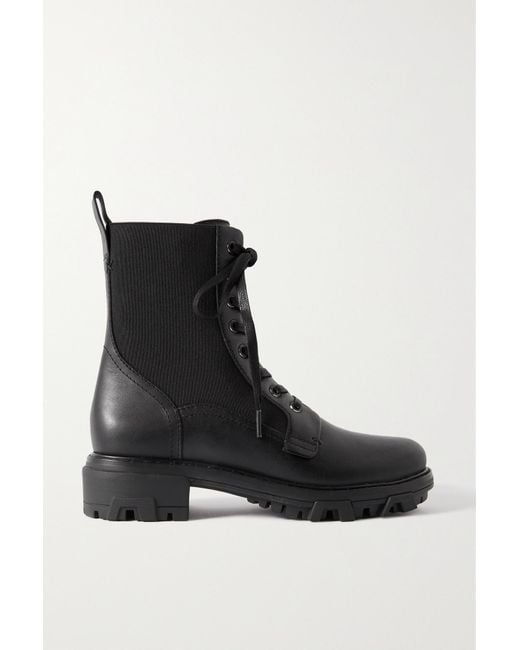 shiloh logo stretch knit and leather sock boot