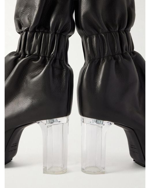 Rick Owens Black Taquito Gathered Leather Ankle Boots