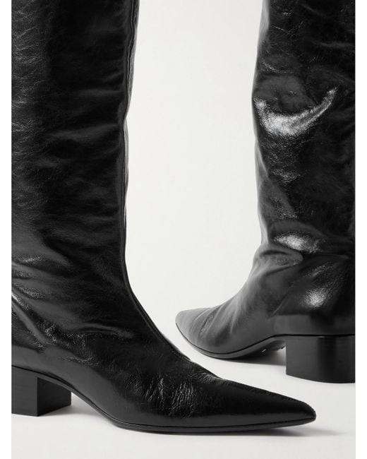 Khaite Black Andee Kniehohe Stiefel Aus Leder