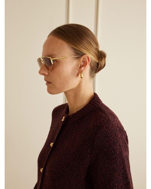 Bottega Veneta Brown Ribbon Aviator-Style-Tone Sunglasses