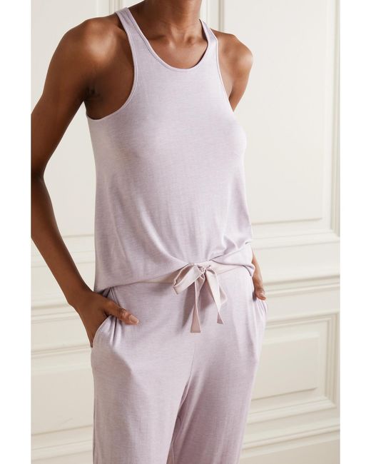 I.D Sarrieri Pink Coffee Mornings Lace-Trimmed Modal-Blend Pajama Top
