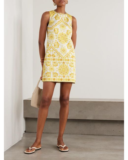 Cara Cara Yellow Mackenzie Printed Crepe Mini Dress