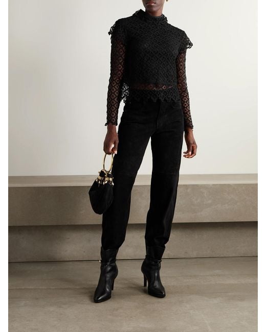 Isabel Marant Black Ludivine Layered Cotton Guipure Lace Top