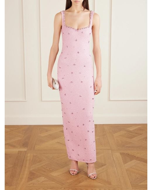 Clio Peppiatt Pink Sophia Embellished Stretch-Mesh Gown