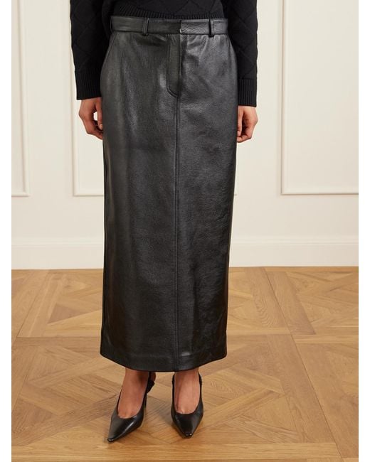 Totême Black Textured-Leather Maxi Skirt